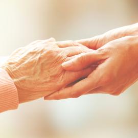 Helping hands, care for the elderly concept