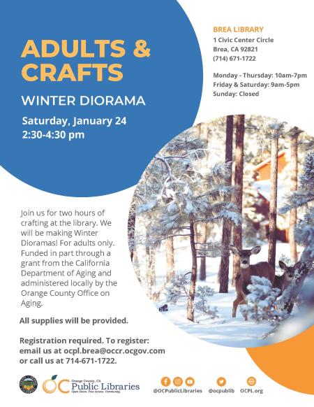 Brea Library Winter Diorama Event Flyer on January 24, 2026